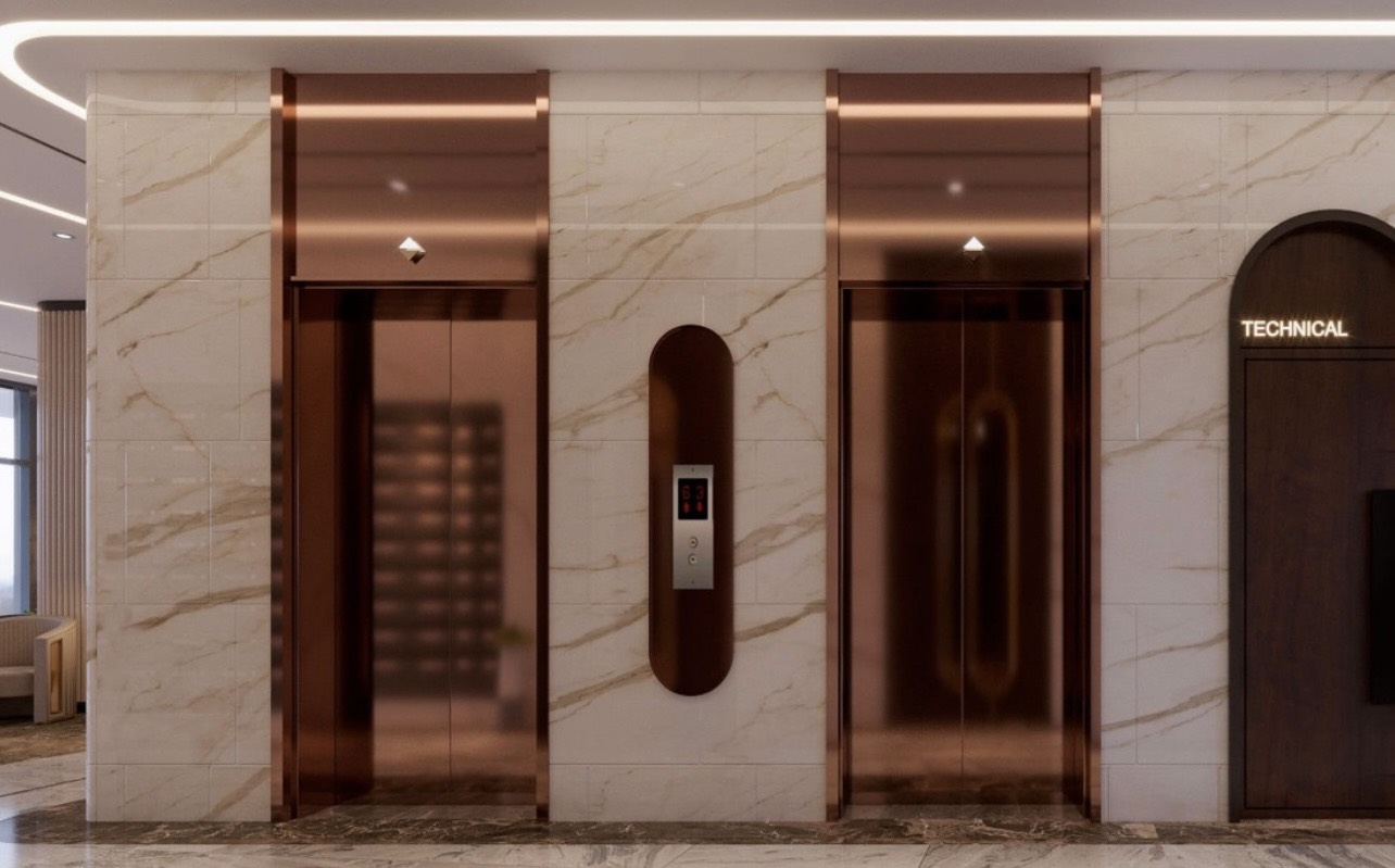 Tấm inox 304 xước đồng làm thang máy